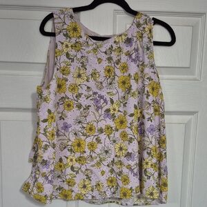 LOFT Floral Sleeveless Blouse - Yellow and Purple